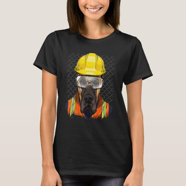 T-shirt Construction Worker Great Dane Laborer Dog Great D (Devant)