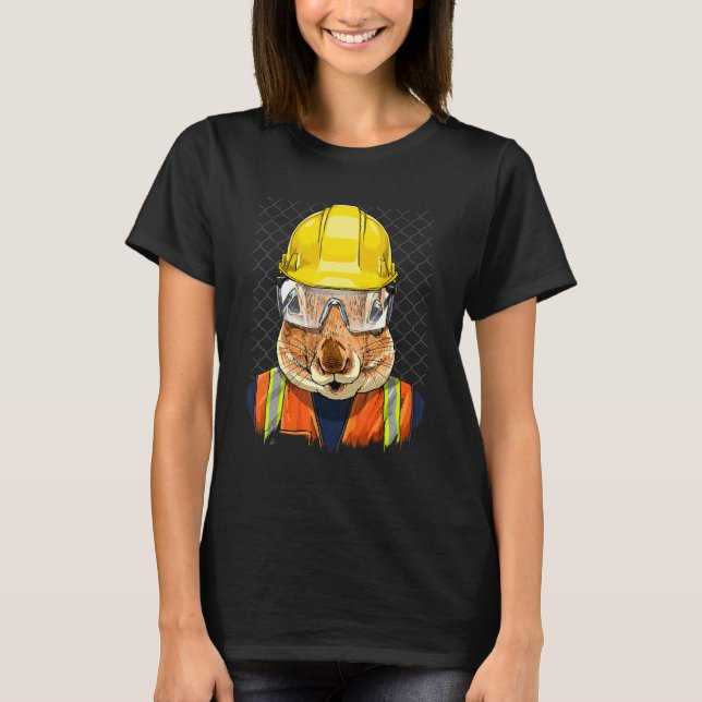 T-shirt Construction Worker Squirrel Laborer Animal Squirr (Devant)