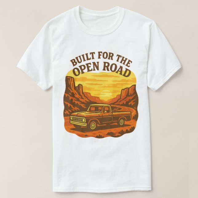 T-shirt Construit pour l'Open Road Retro Truck Art (Design devant)