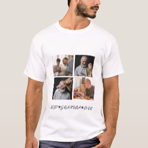 T-shirt Contemporain customisé 4-Photo "Meilleur Grand-Pèr
