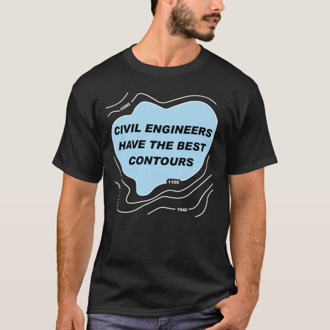 T-shirt Contours bleus de l'ingénieur civil (Devant)