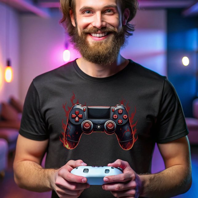 T-shirt Contrôleur de jeu à flammes pour les joueurs de co (Créateur téléchargé)