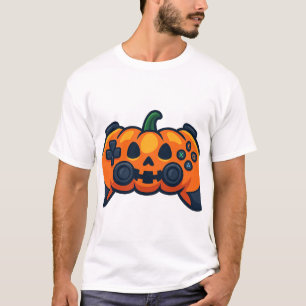 T-shirt Contrôleur de jeu Citrouille d'horreur