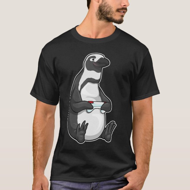 T-shirt Contrôleur de jeu de pingouin (Devant)