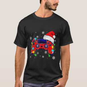 T-shirt Contrôleur de jeu vidéo de Noël Santa Hat Gamer Bo