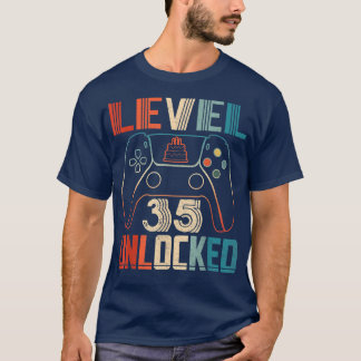 T-shirt Contrôleur de jeu vidéo déverrouillé niveau 35 Ann