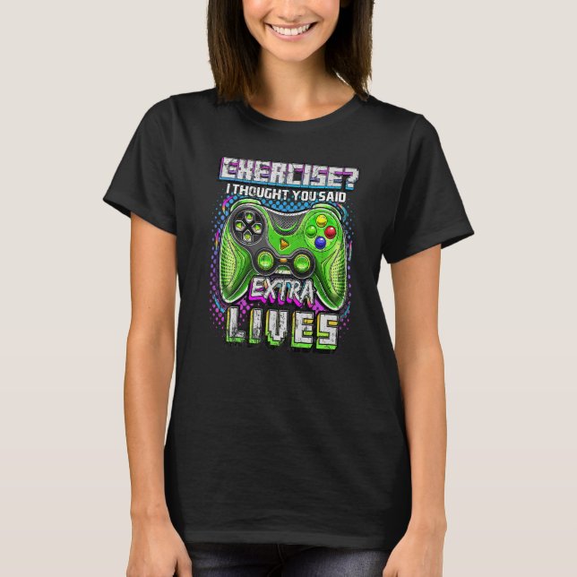 T-shirt Contrôleur de jeu vidéo Extra Lives Retro Gamer Bo (Devant)