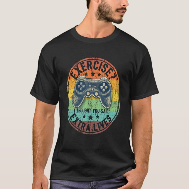 T-shirt Contrôleur de jeu vidéo Extra Lives Retro Gamer Bo (Devant)