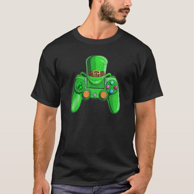 T-shirt Contrôleur de jeu vidéo irlandais St Patrick Day G (Devant)