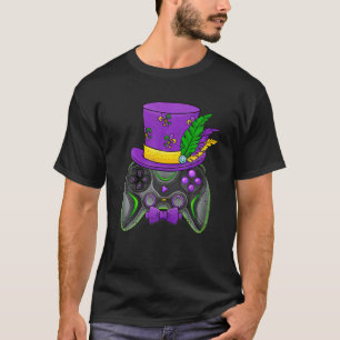T-shirt Contrôleur de jeu vidéo Mardi Gras Jester Casquett