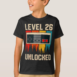 T-shirt Contrôleur de jeu vidéo niveau 26 débloqué Anniver