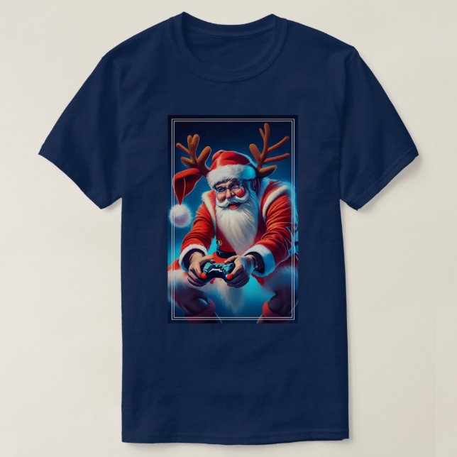 T-shirt Contrôleur de jeu vidéo Noël Santa Hat Boys Xma (Design devant)