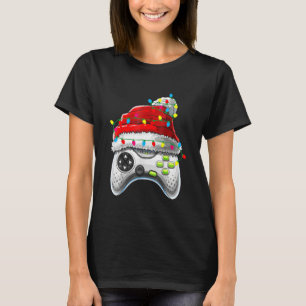 T-shirt Contrôleur de jeu vidéo Noël Santa Hat Gamer Bo
