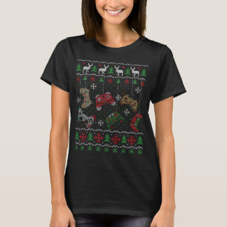 T-shirt Contrôleur de jeu vidéo Père Noël Elf Ugly Christm