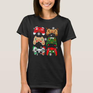 T-shirt Contrôleur de jeu vidéo Père Noël Elf Ugly Christm