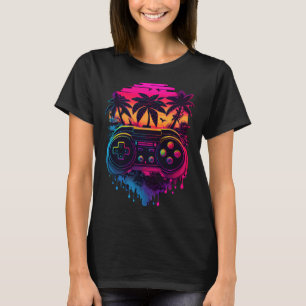 T-shirt Contrôleur de jeu vidéo Synthwave Retrowave Coloré