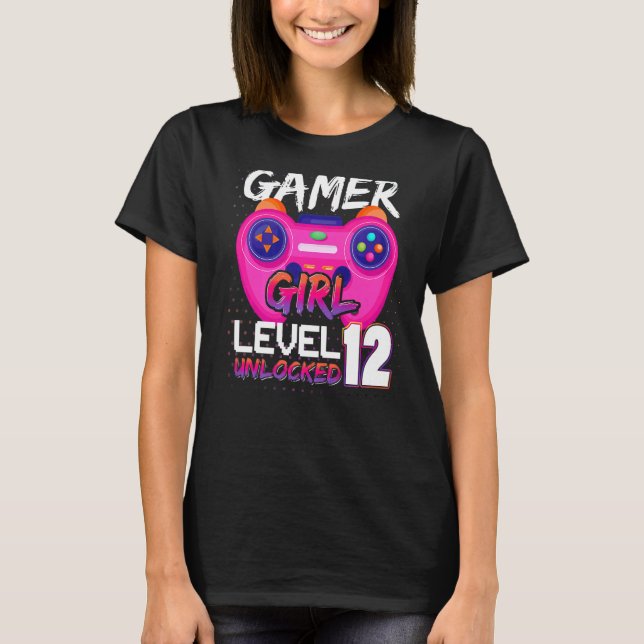 T-shirt Contrôleur de Jeux Vidéo génial niveau 12 déverrou (Devant)