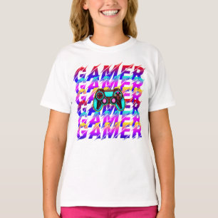 T-shirt Contrôleur d'ordinateur Typographie de gamer texte