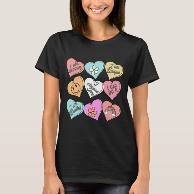 T-shirt Conversation Hearts Groovy Valentines Day Cute Tea (Devant)