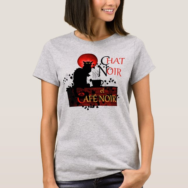 T-shirt conversation Noir et Café Noir (Devant)