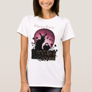 T-shirt Conversation Noir Pâques heureux Pâques