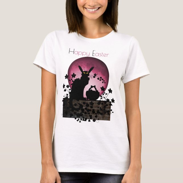 T-shirt Conversation Noir Pâques heureux Pâques (Devant)