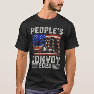 T-shirt Convoi du peuple 2022 Support Truckers American Fl