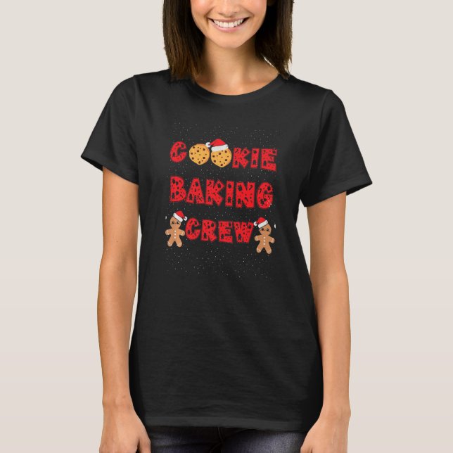 T-shirt Cookie Baking Crew Gingerbread Men With Xmas Hats  (Devant)