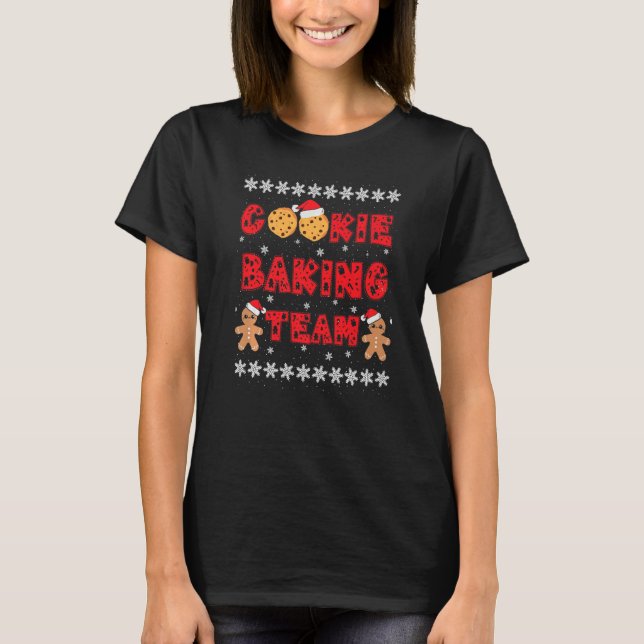 T-shirt Cookie Baking Team Gingerbread Men With Xmas Hats  (Devant)