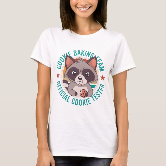T-shirt Cookie Baking Team Official Cookie Tester Raccoon (Devant)