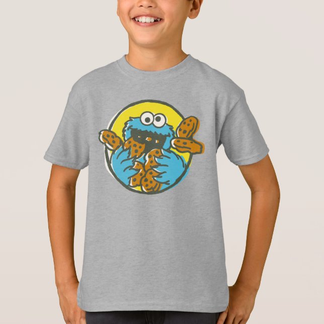 T-shirt Cookie Monster Retro (Devant)