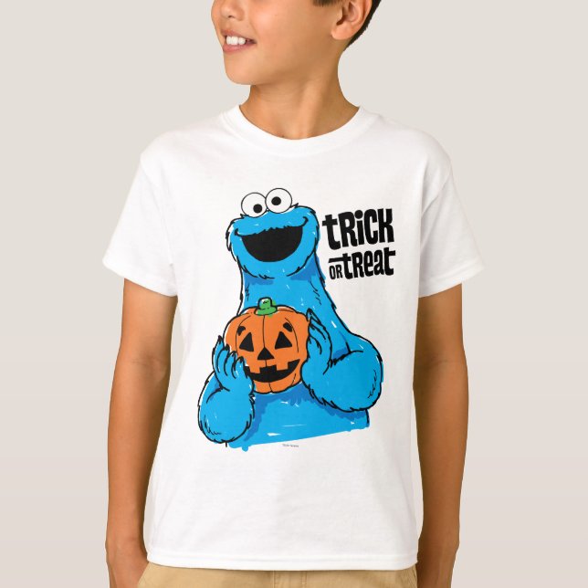T-shirt Cookie Monster - Tricoter Ou Traiter (Devant)