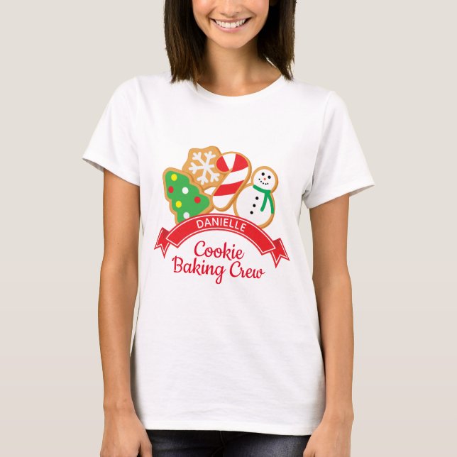 T-shirt Cookies de Noël Coiffeur d'équipage personnalisé (Devant)