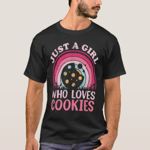 T-shirt Cookies Nourriture Vintage Juste Une Fille Qui Aim