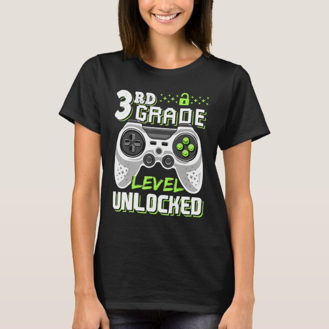 T-shirt Cool 3rd Grade Level Unlocked Video Game Back To S (Devant)