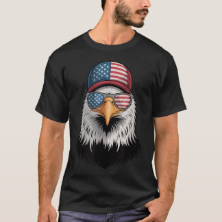T-shirt Cool 4 juillet Eagle Usa Drapeau Sungles Indépenda