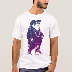 T-shirt Cool Alaskan Malamute Rapper HIP HOP avec Casquett