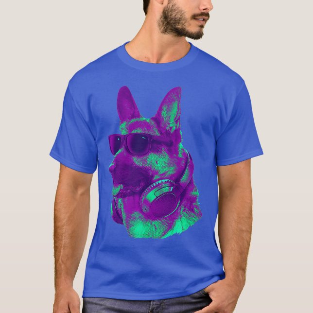 T-shirt Cool allemand berger DJ avec casque Art (Devant)