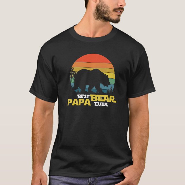 T-shirt Cool Anniversaire Pour Papa Meilleur Papa Ours Pap (Devant)
