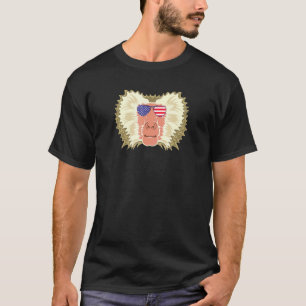 T-shirt Cool Baboon Porté Drapeau Usa Lunettes de soleil U