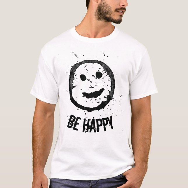 T-shirt Cool Be Happy Smile face Texte personnalisé (Devant)