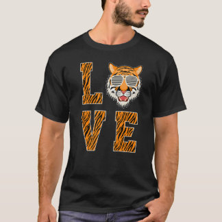 T-shirt Cool Bengal Tiger With Sunglass Growling Mouth Tig