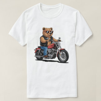 T-shirt Cool Biker Bear on Bobber Motorcycle