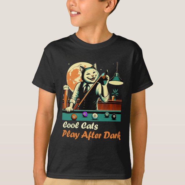 T-shirt Cool Billiard Jouer Kitty Cat (Devant)