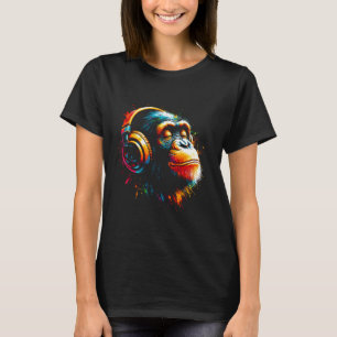 T-shirt Cool Bonobo Singe Casque Musique Art Noël B
