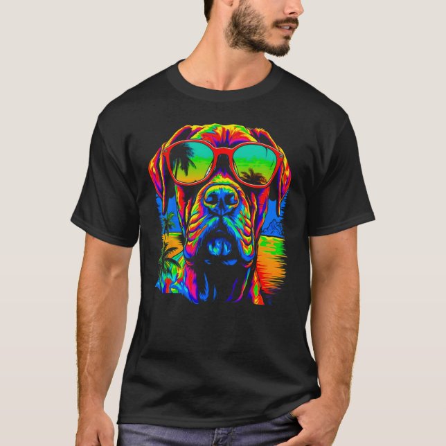 T-shirt Cool Boxer Dog Pop Art (Devant)