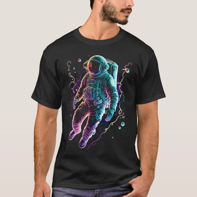 T-shirt Cool Bright Colorful Astronaut Planets Spaceman Co (Devant)