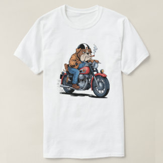 T-shirt Cool Bulldog Biker on Classic Motorcycle