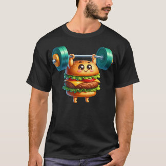 T-shirt Cool Burger Poids Fitness Barbell Gym Work