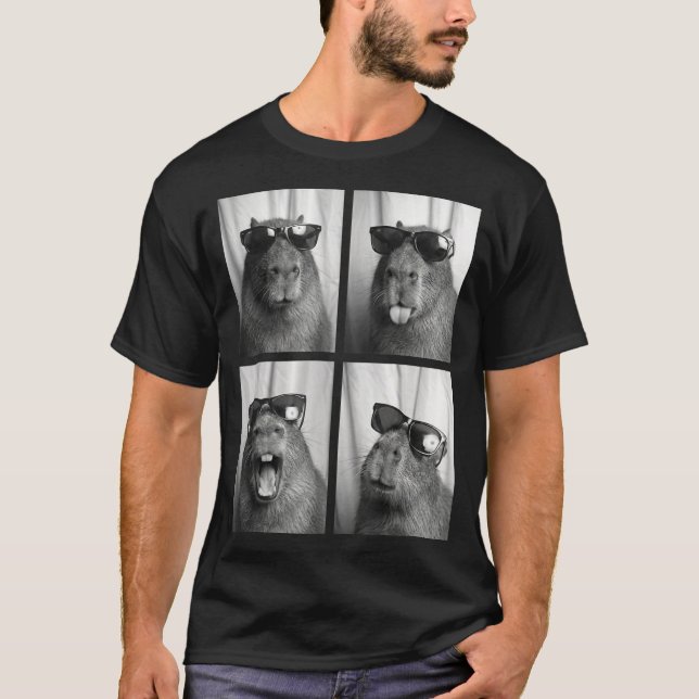 T-shirt Cool Capybara With Sungles Photobooth Funny Rodent (Devant)